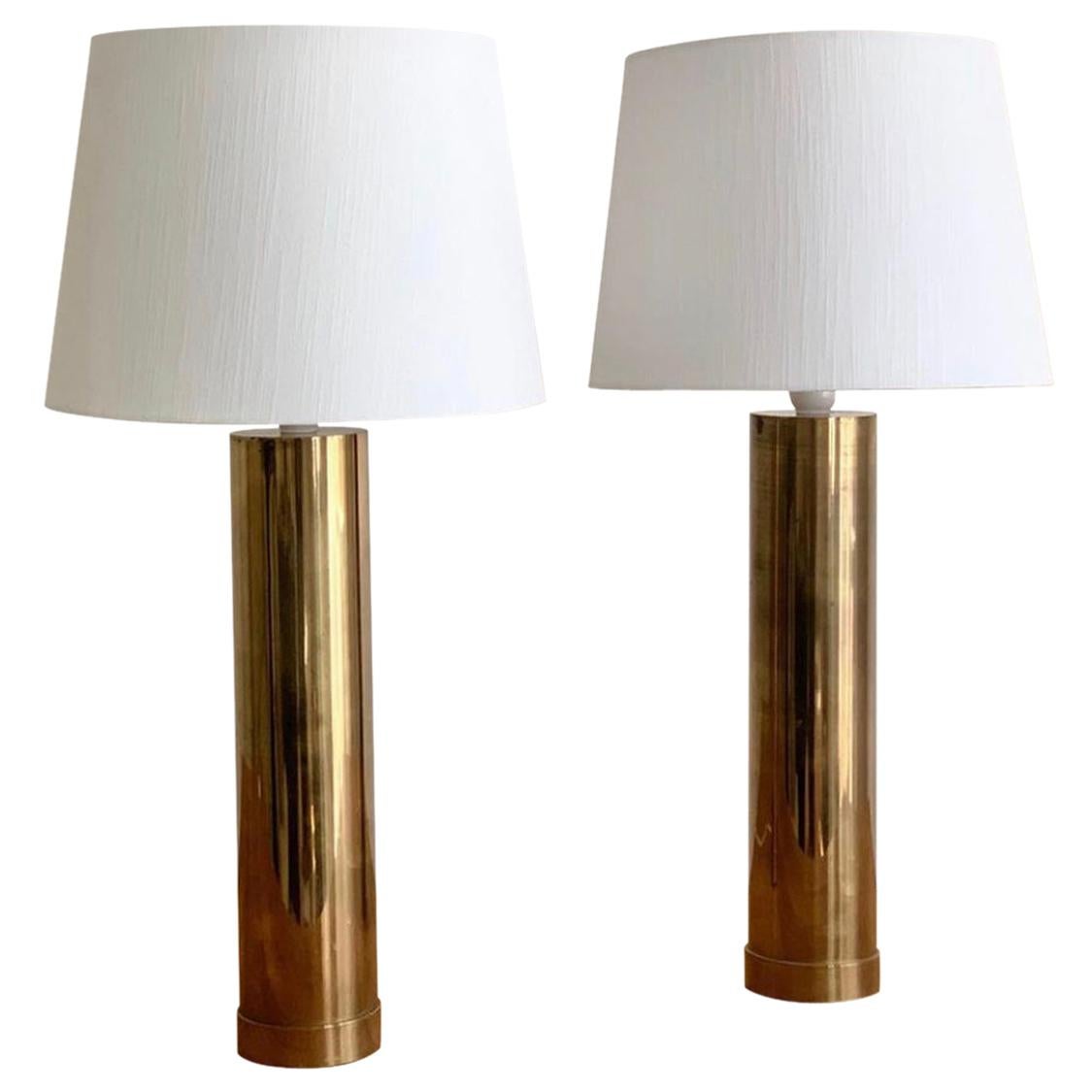 Pair of Bergboms "B-09" Table Lamps in Brass, 1960s For Sale