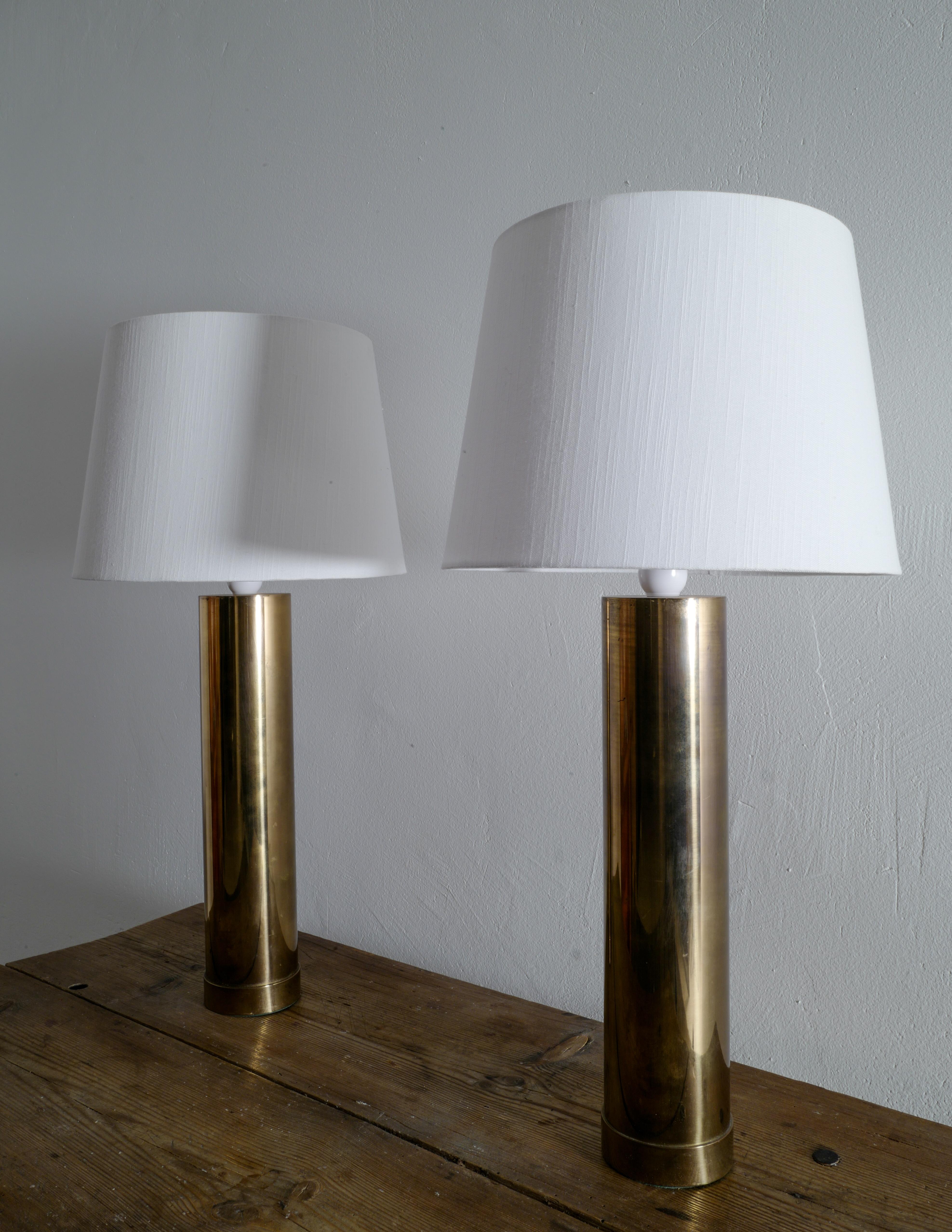 Rare pair of 1960s table lamps in brass produced by Bergboms. Signed and marked att he bottom.

Shades are excluded from the purchase.