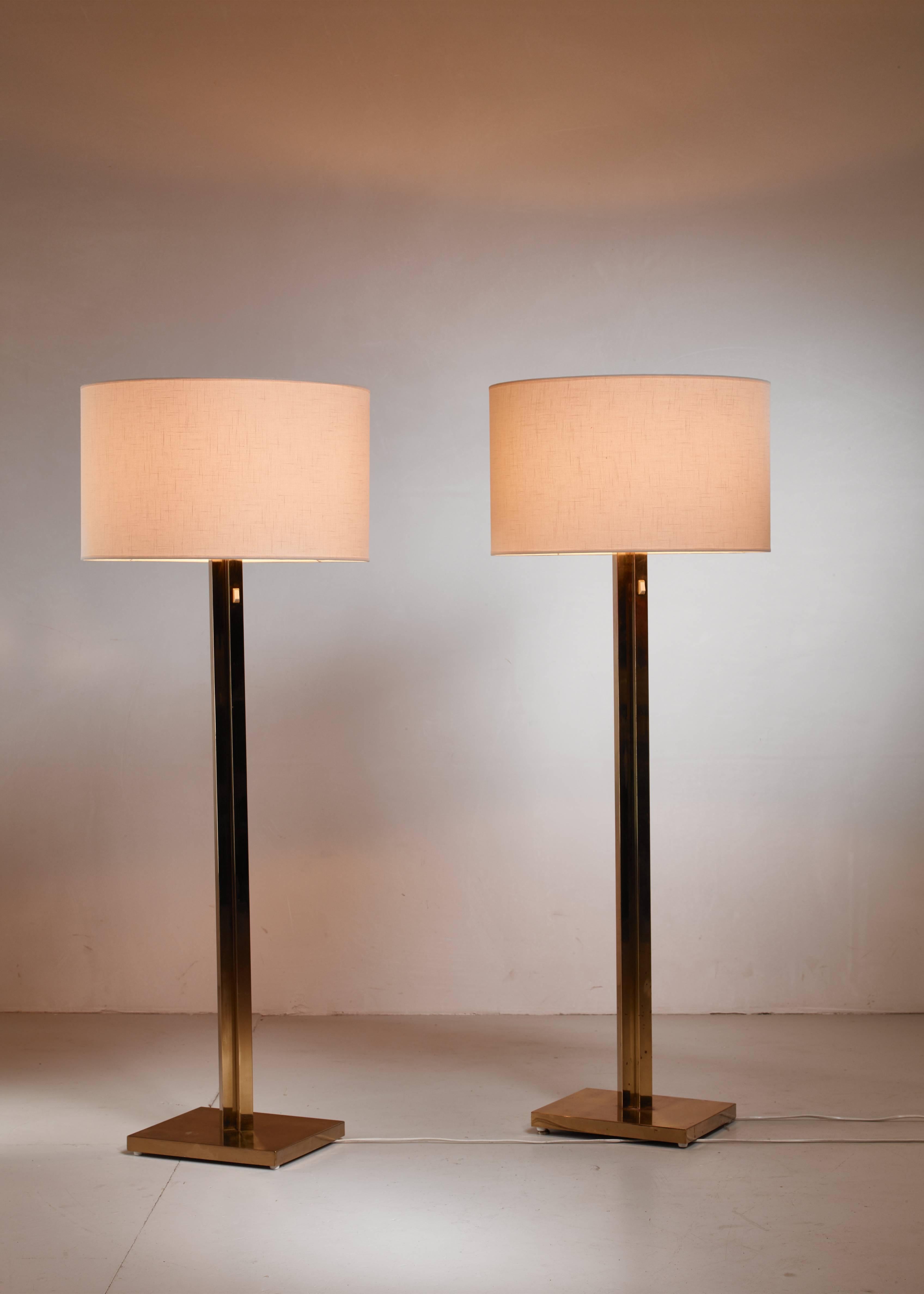 Scandinavian Modern Pair of Bergboms Brass Floor Lamps, Sweden, 1960s