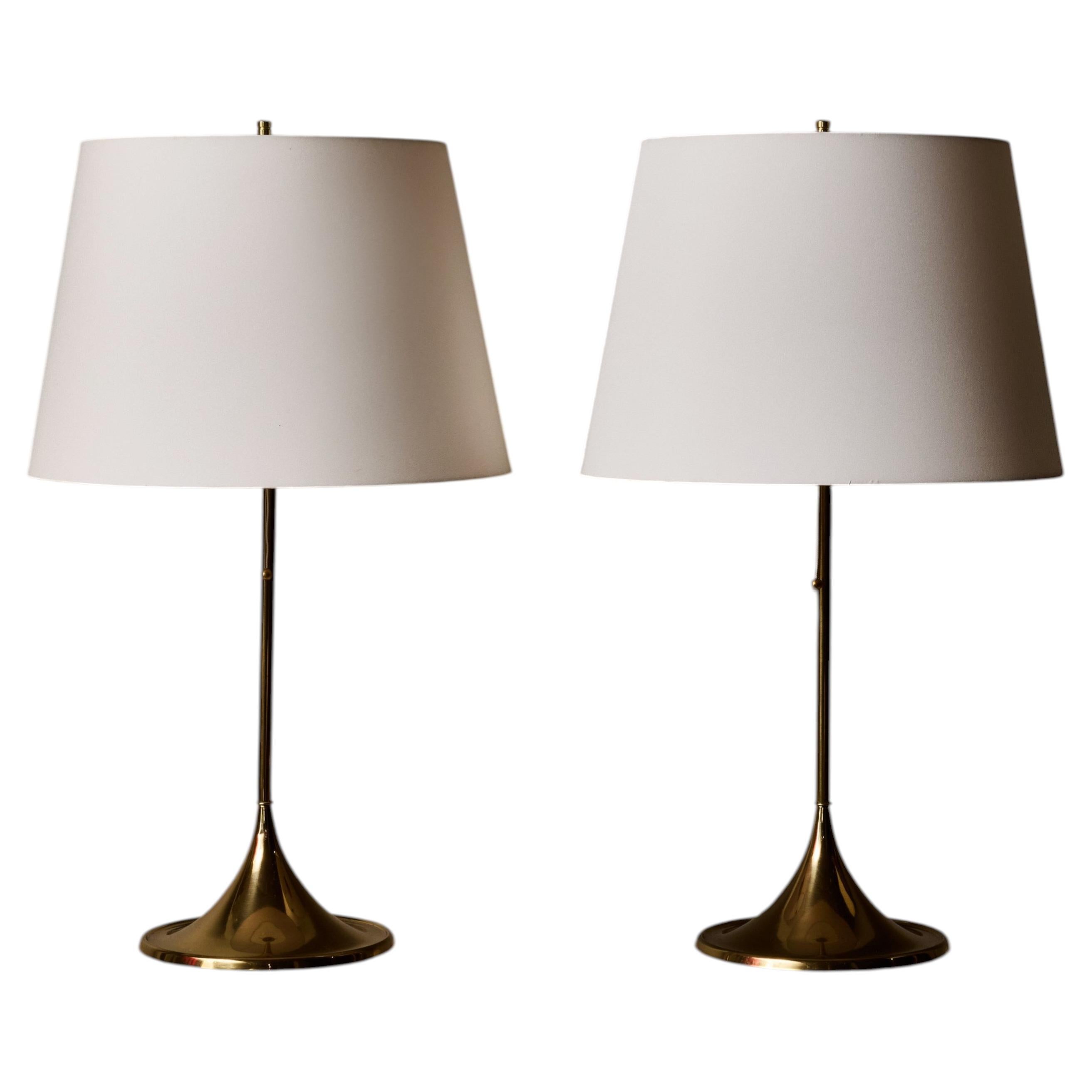 Pair of Bergboms Brass Table Lamps, Model B-024