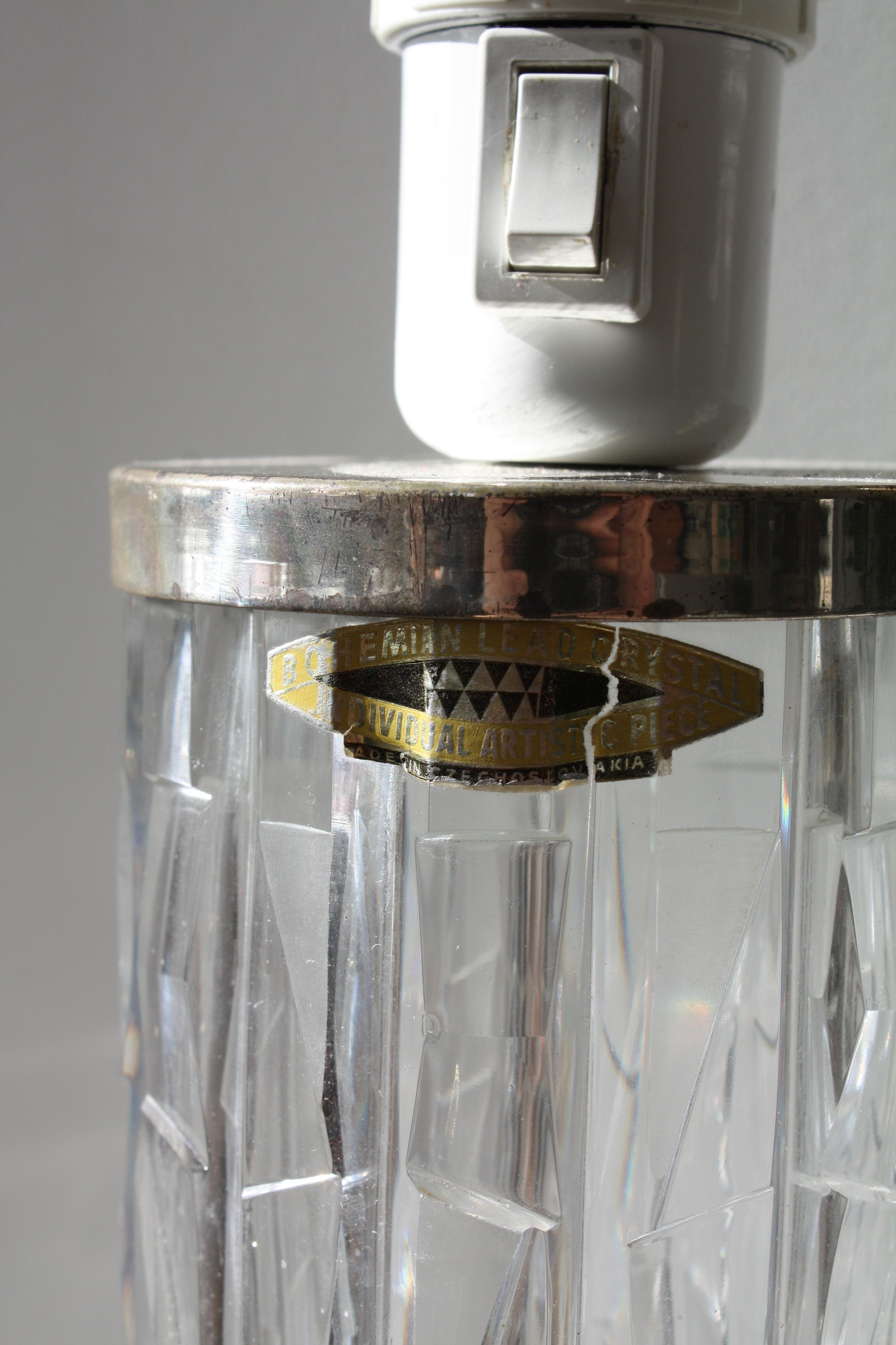 Pair of Bergboms Crystal Table Lamps, Sweden, 1960s en venta 3