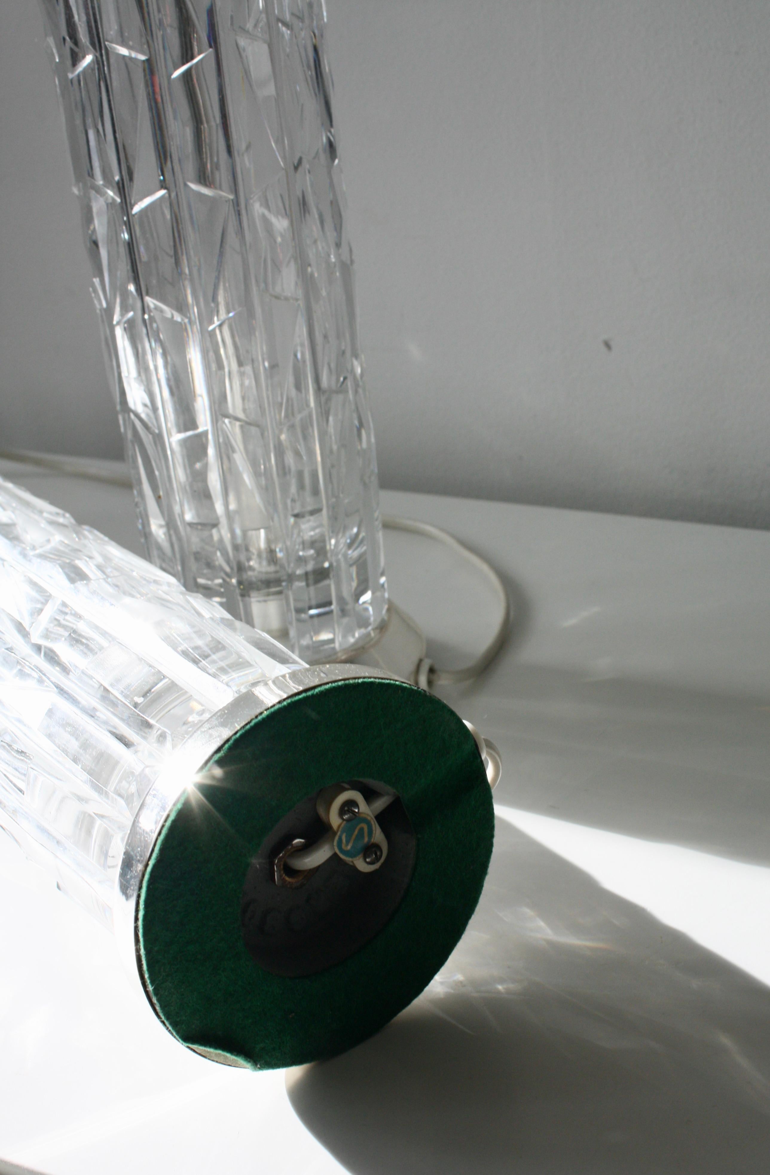 Pair of Bergboms Crystal Table Lamps, Sweden, 1960s en venta 5