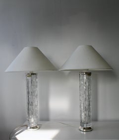 Pair of Bergboms Crystal Table Lamps, Sweden, 1960s