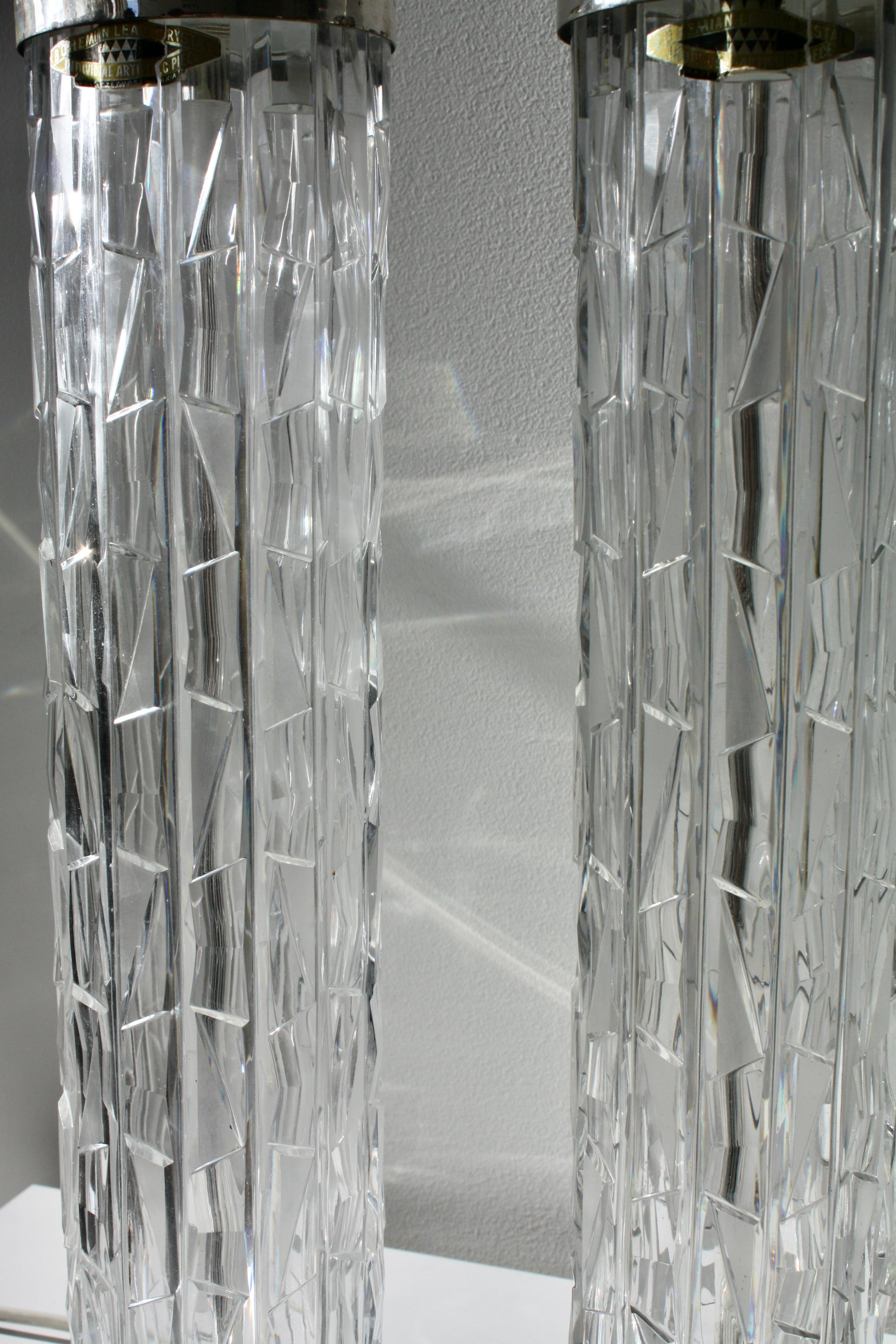 Pair of Bergboms Crystal Table Lamps, Sweden, 1960s mediados del siglo XX en venta