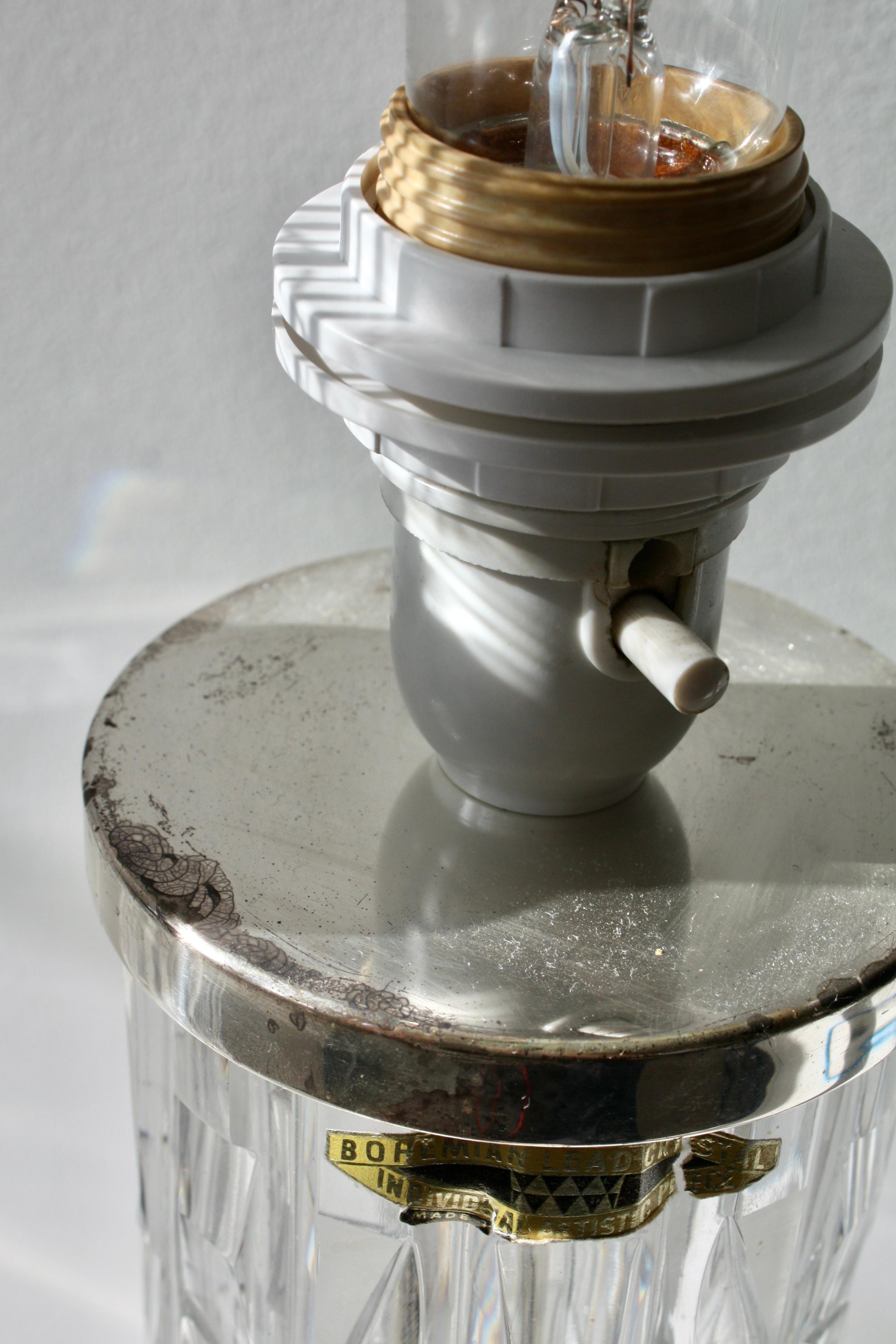 Pair of Bergboms Crystal Table Lamps, Sweden, 1960s en venta 2