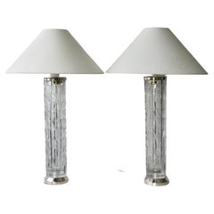 Pair of Bergboms Crystal Table Lamps, Sweden, 1960s
