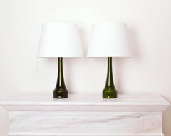 Pair of Bergboms Green Glass Table Lamps, 1960s