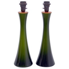 Pair of Bergboms Green Glass Table Lamps, 1960s