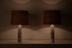 Pair of Bergboms Marble Table Lamps, Sweden, 1970s