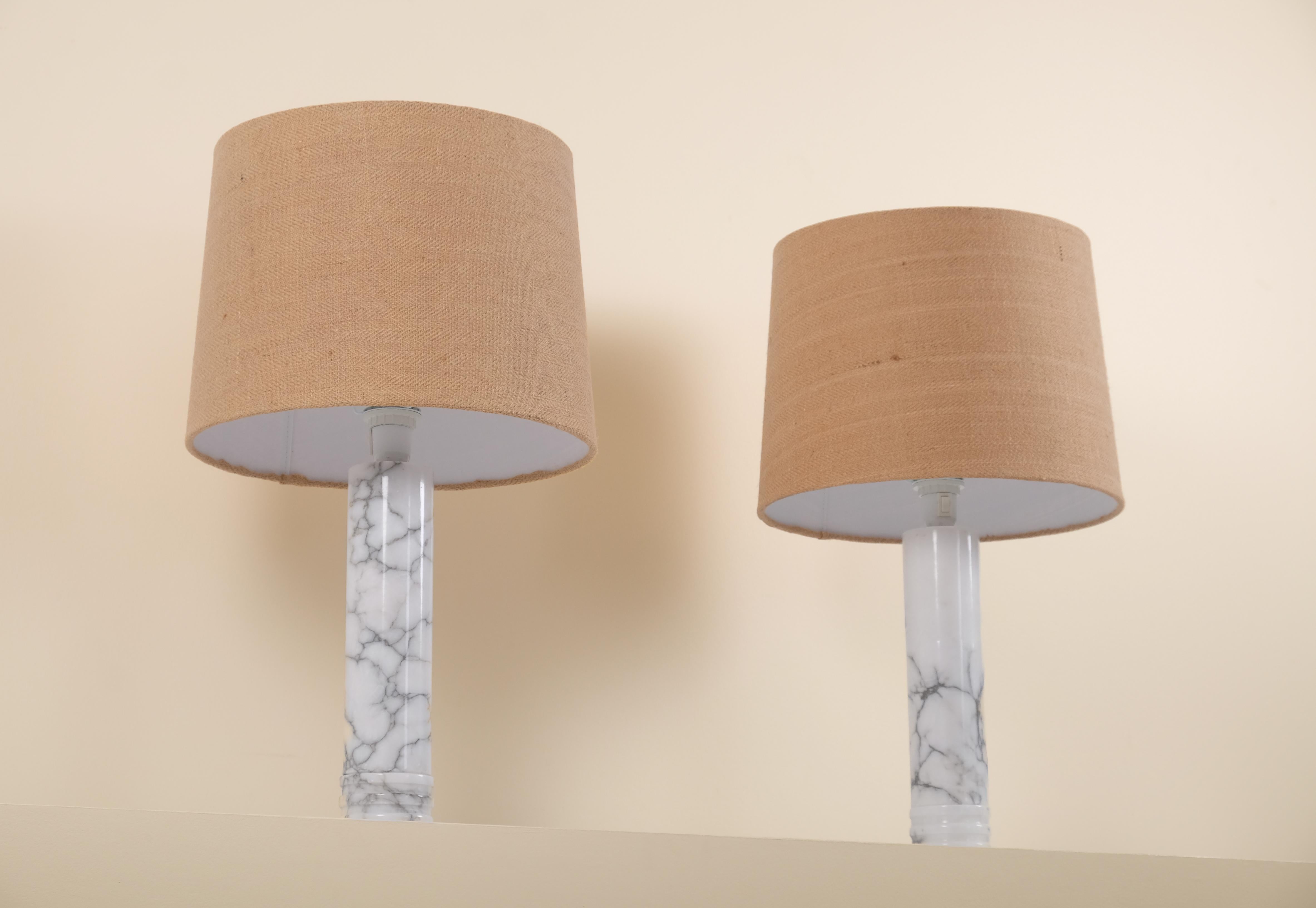 Suédois Paire de lampes de table en marbre Bergboms, Suède, années 1970 en vente