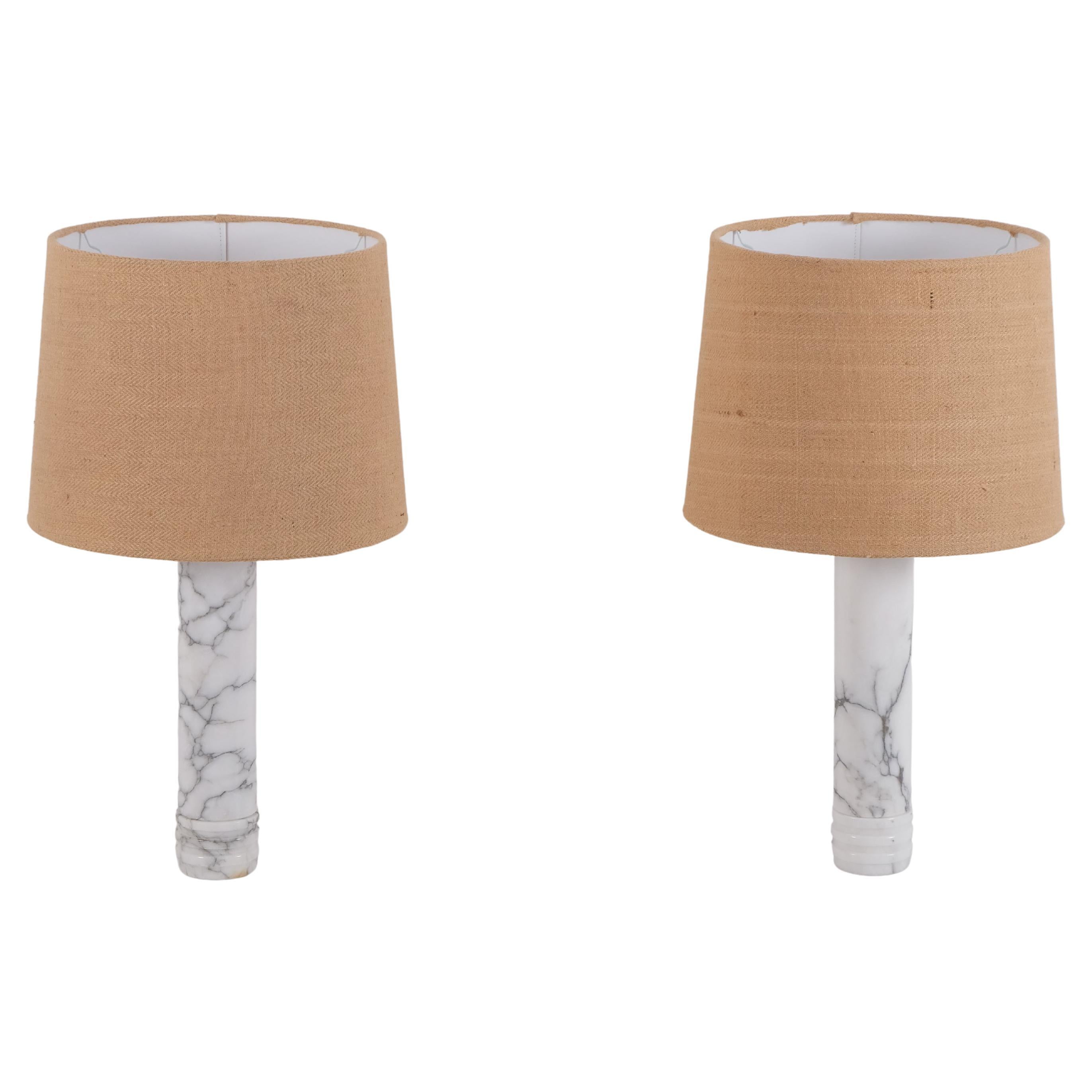 Pareja de lámparas de sobremesa de mármol Bergboms, Suecia, años 70