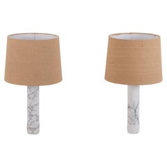 Pair of Bergboms Marble Table Lamps, Sweden, 1970s