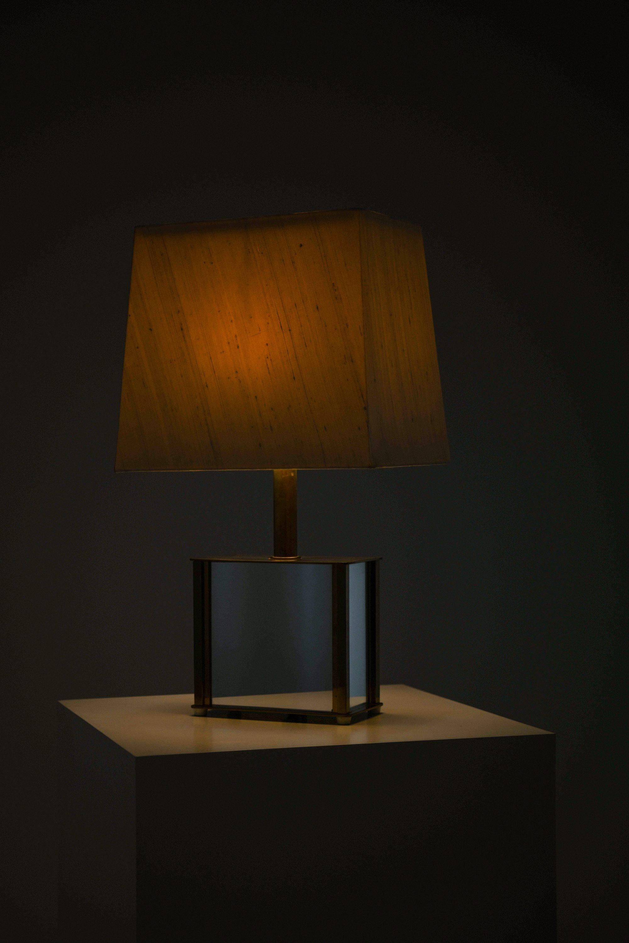 Paire de lampes de bureau Bergboms en laiton, verre miroir et abat-jour en soie, années 1970 en vente 5