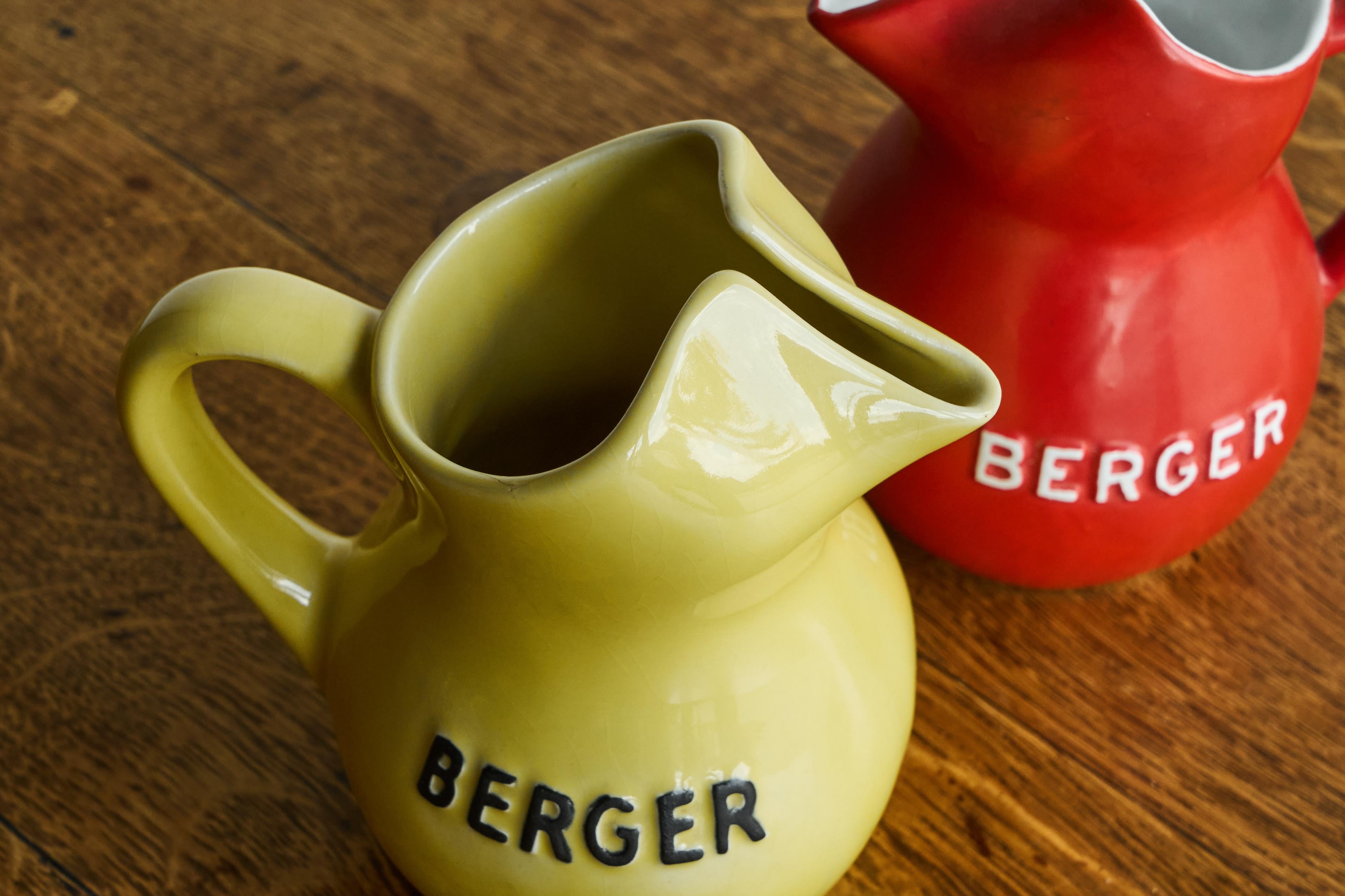 French Pair of Berger 'Pastis de Marseille' Water Jugs France 1960s For Sale