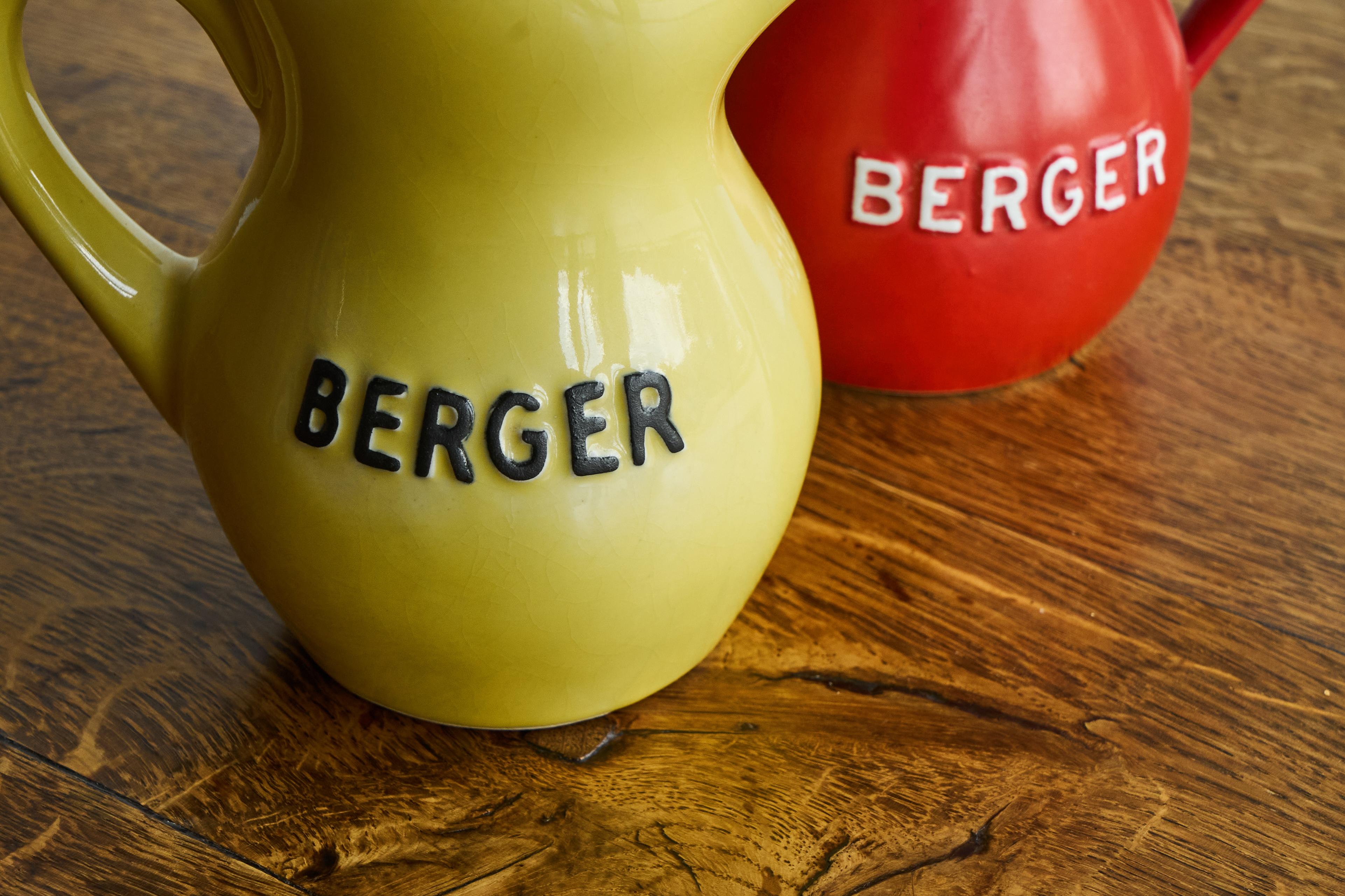 Hand-Crafted Pair of Berger 'Pastis de Marseille' Water Jugs France 1960s For Sale