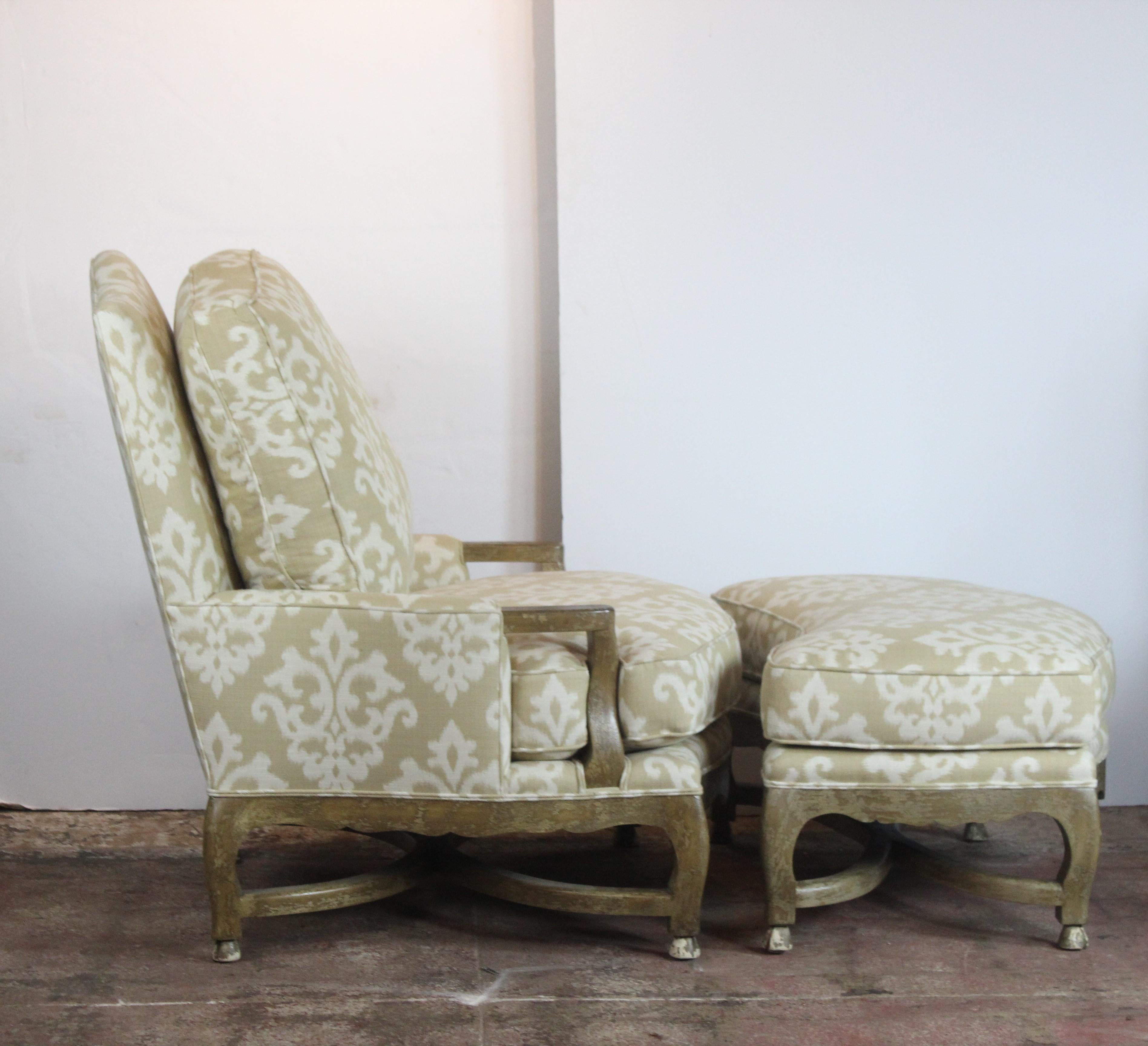 American Pair of Bergere and Ottoman