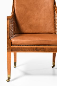 Pair of Bergère Armchairs in Cane, Leather & Mahogany by Kaare Klint, 1931