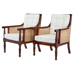 Pair of Bergere Cane Work Lounge Chairs