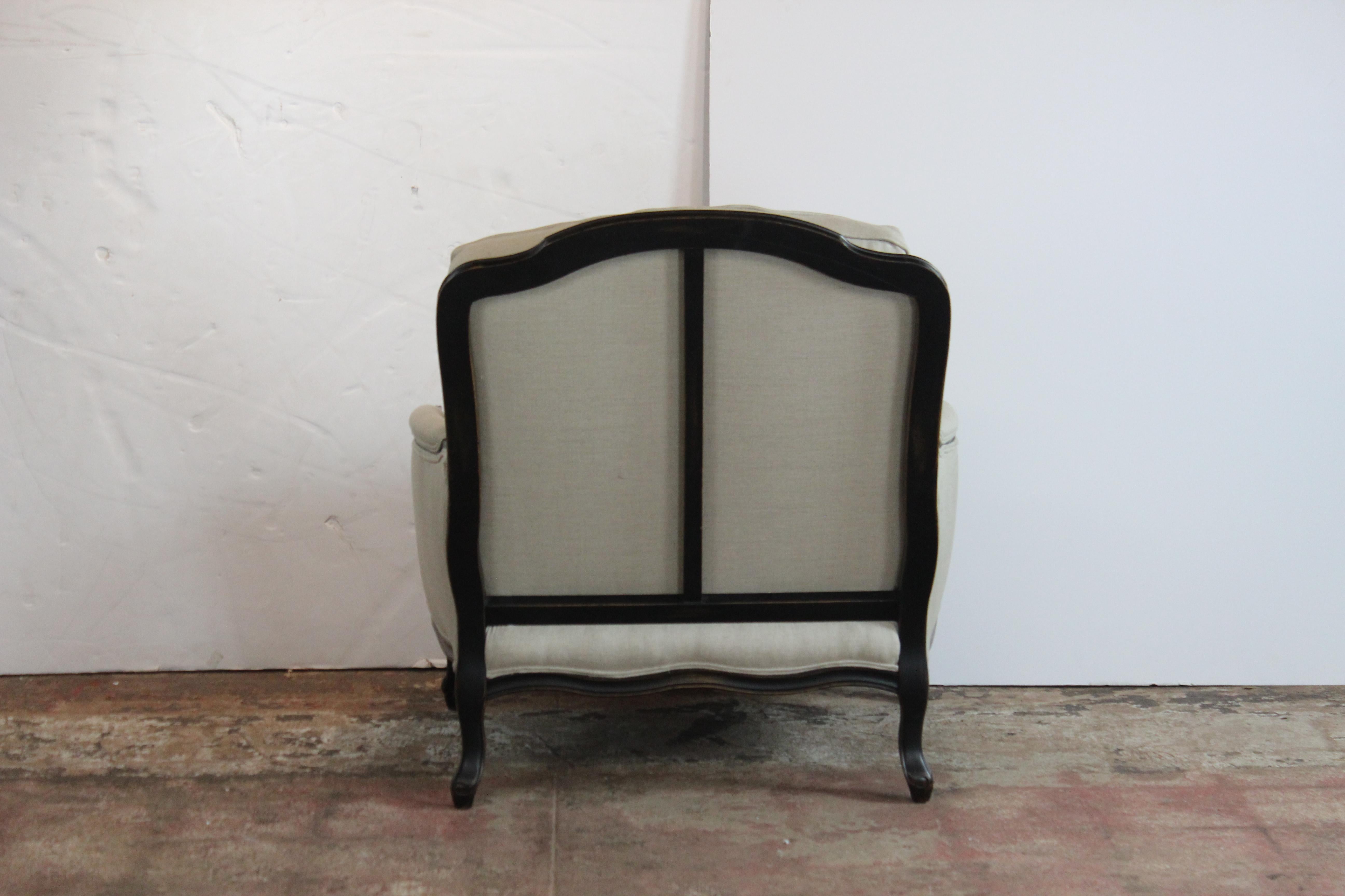 Linen Pair of Bergère Chairs and Ottoman