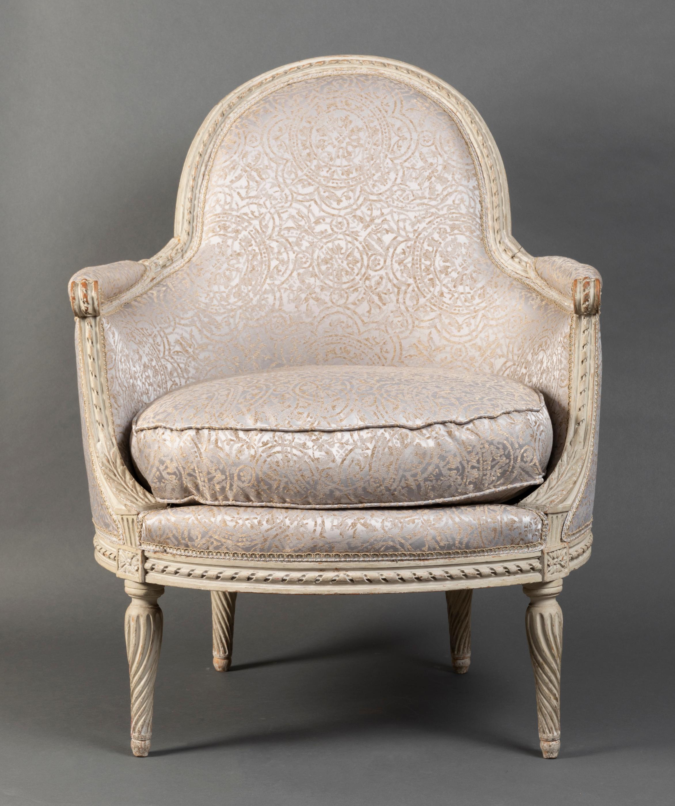 Pair of Bergère Chairs from the Louis XVI Period Stamped, Delanois, 18th Century For Sale 7