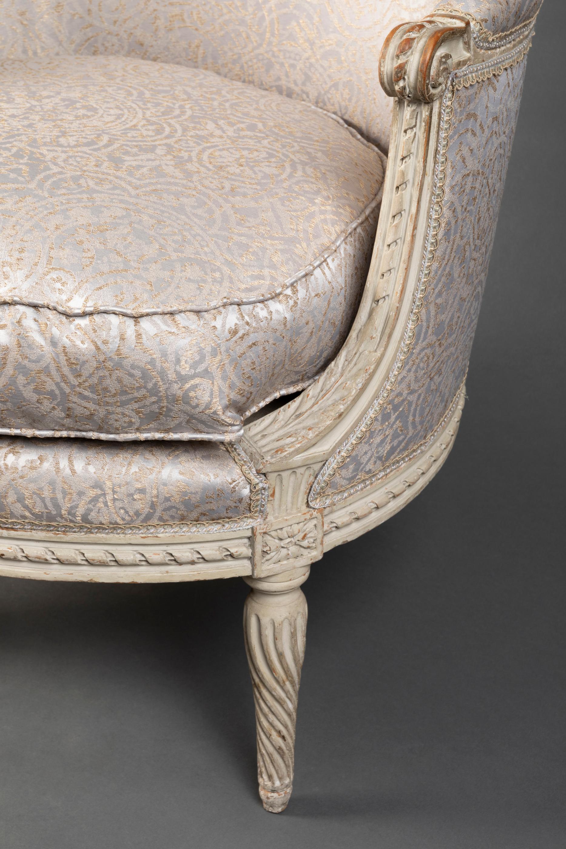 Pair of Bergère Chairs from the Louis XVI Period Stamped, Delanois, 18th Century For Sale 8