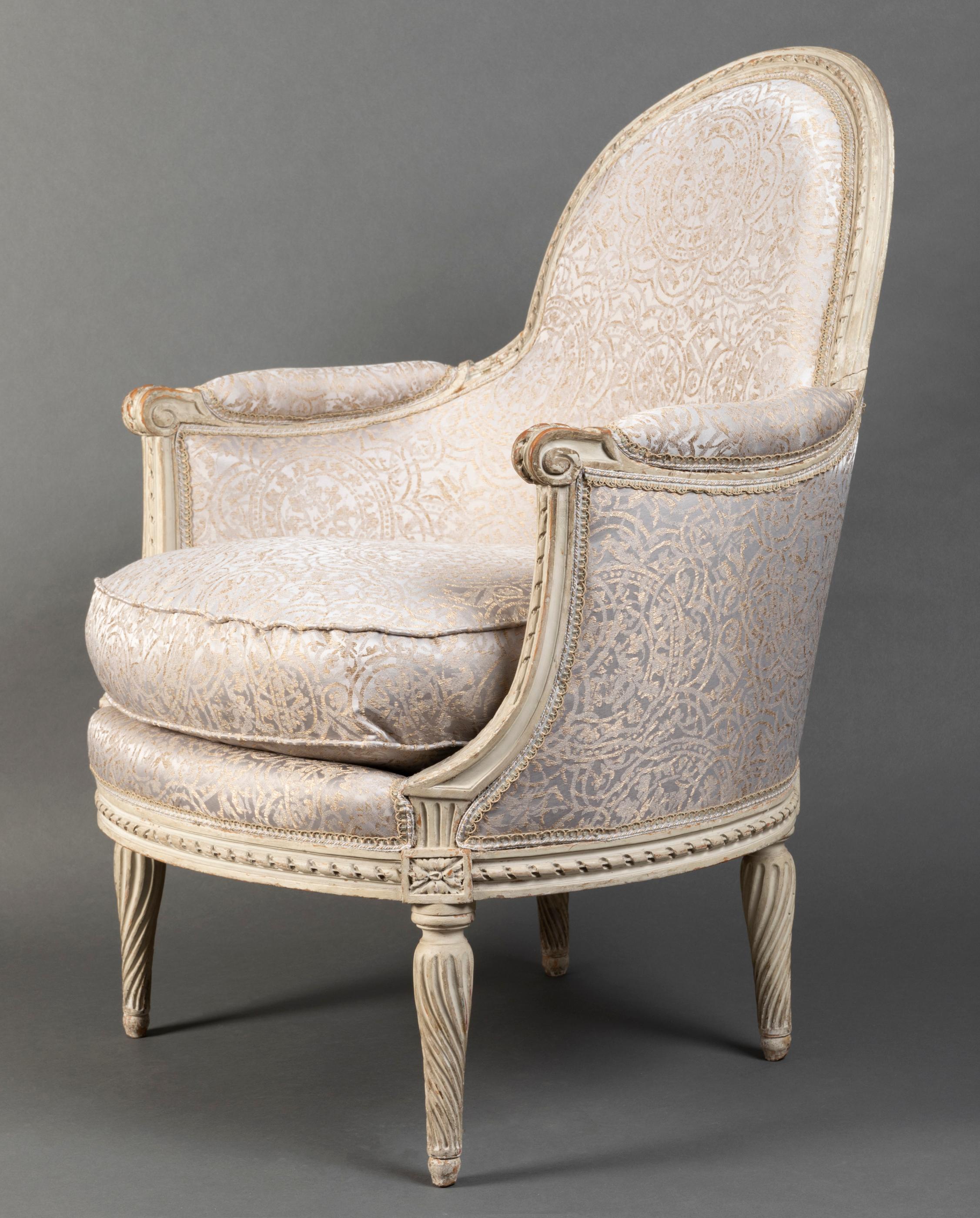 Pair of Bergère Chairs from the Louis XVI Period Stamped, Delanois, 18th Century For Sale 11