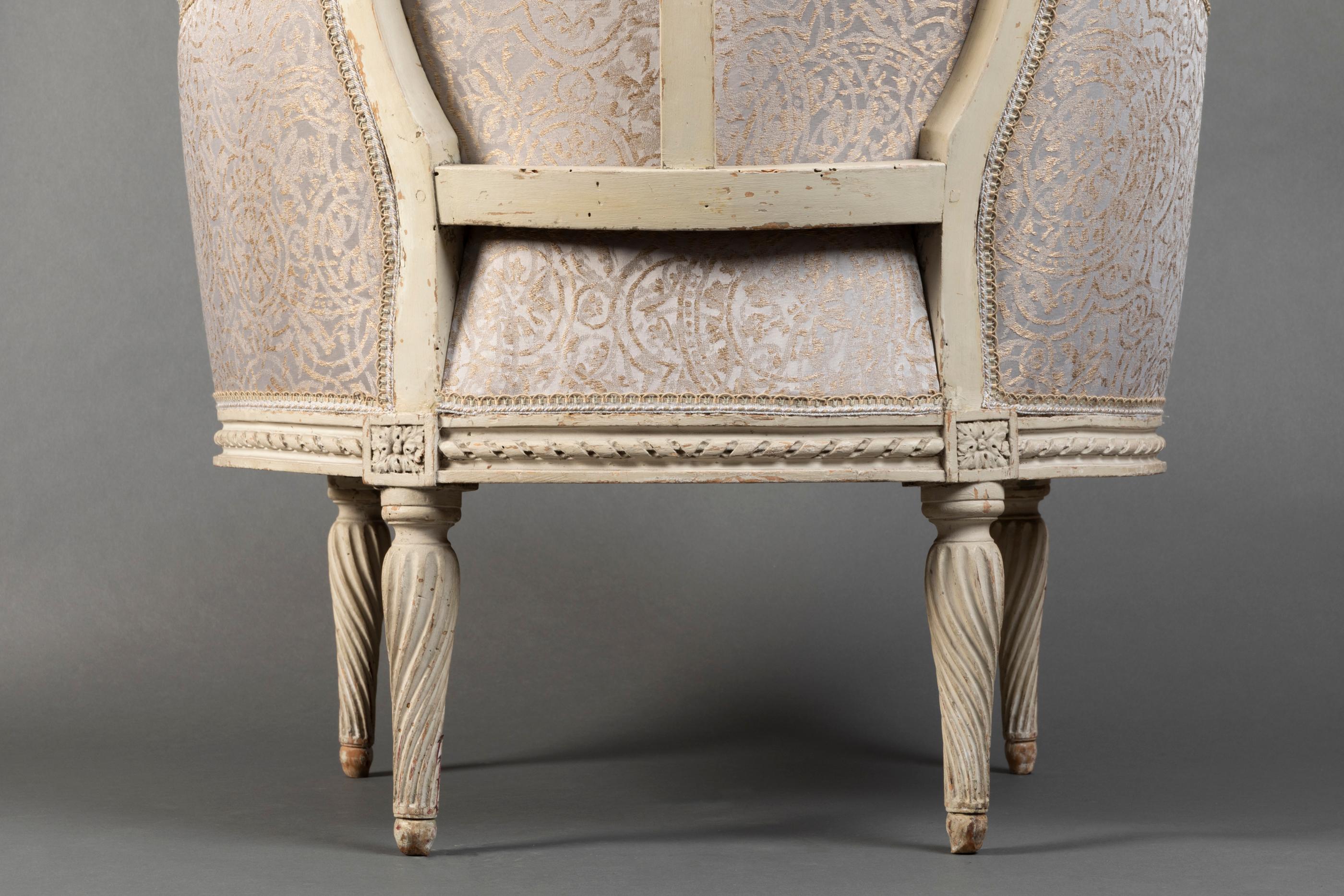 Pair of Bergère Chairs from the Louis XVI Period Stamped, Delanois, 18th Century For Sale 1