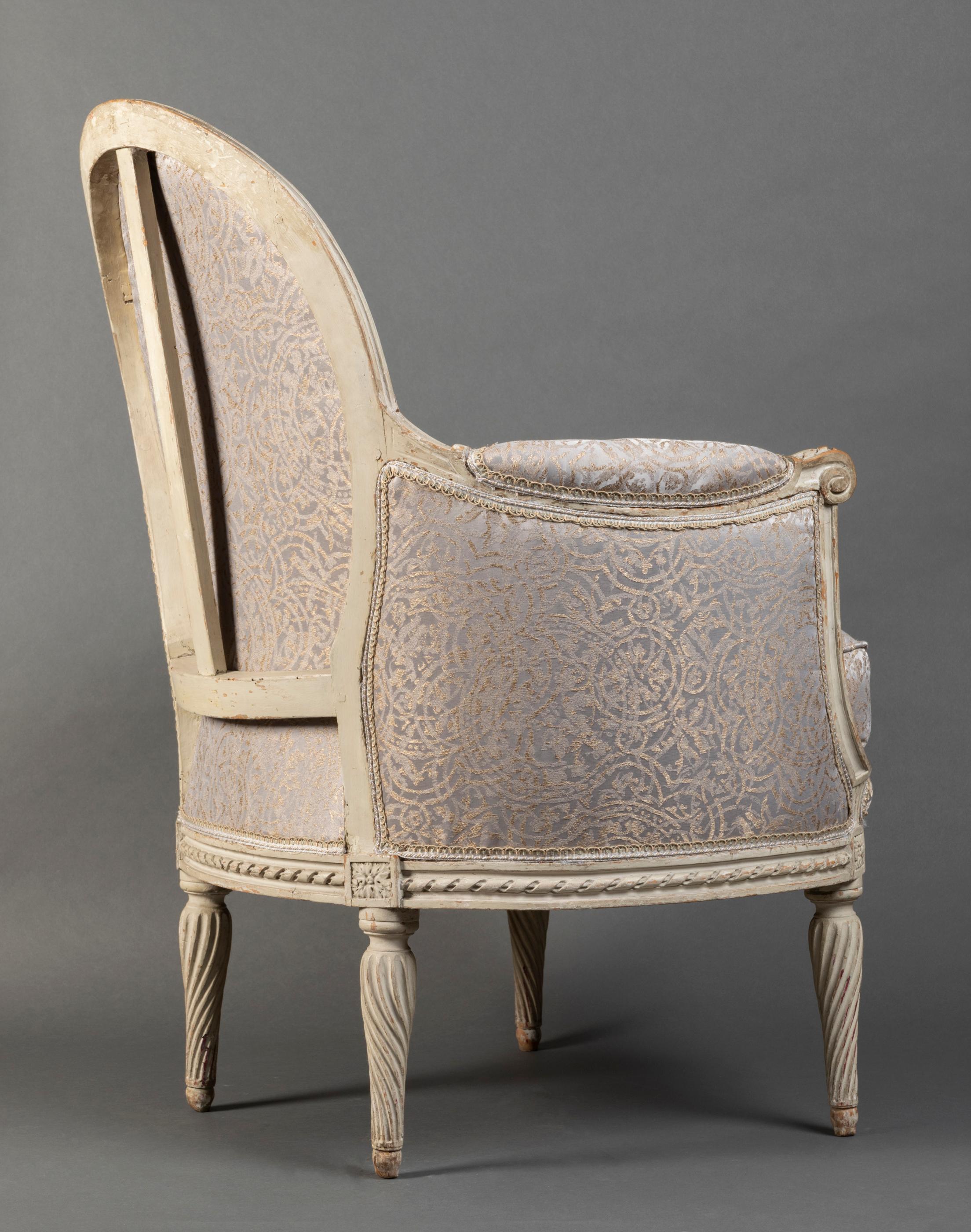 Pair of Bergère Chairs from the Louis XVI Period Stamped, Delanois, 18th Century For Sale 3