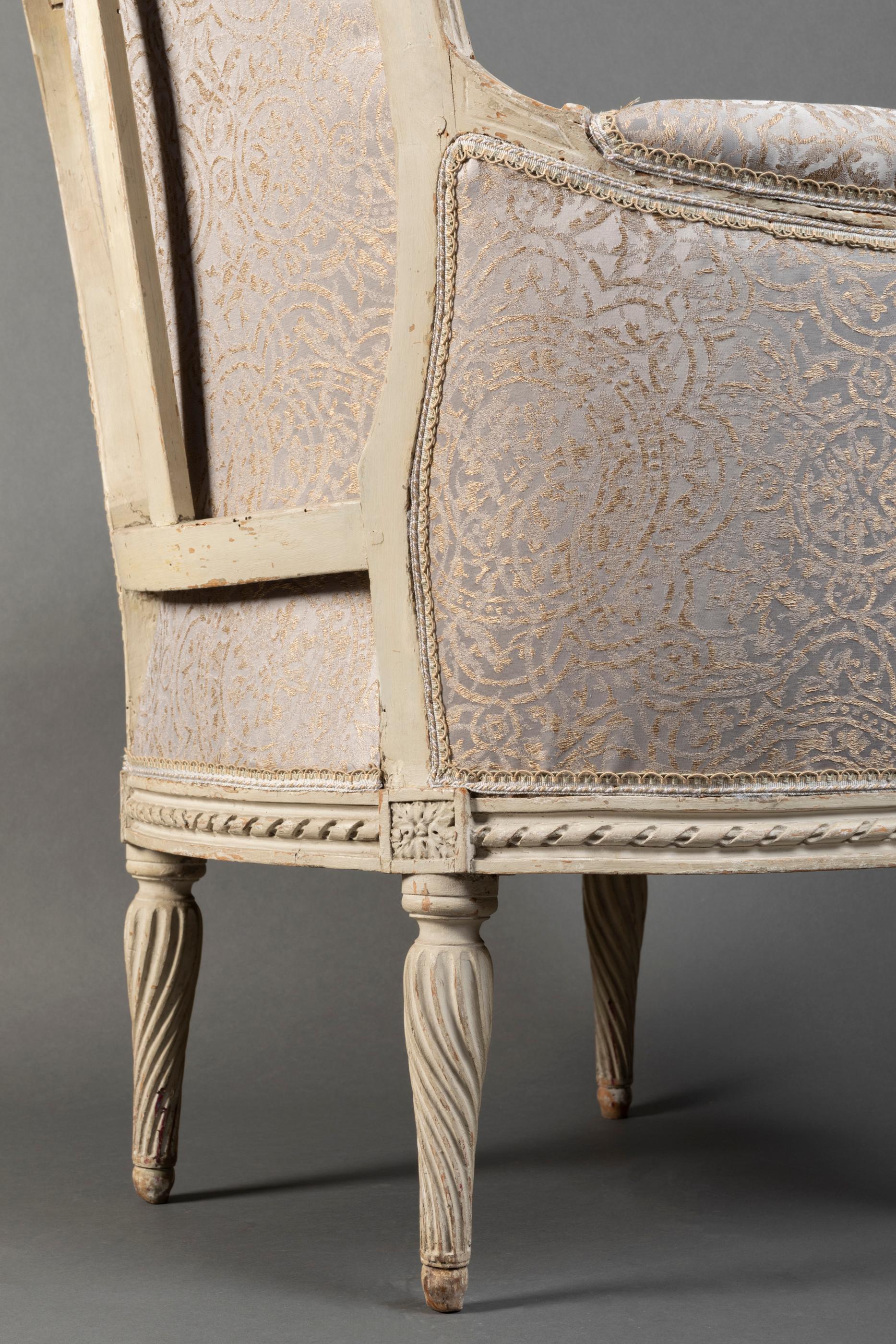 Pair of Bergère Chairs from the Louis XVI Period Stamped, Delanois, 18th Century For Sale 4