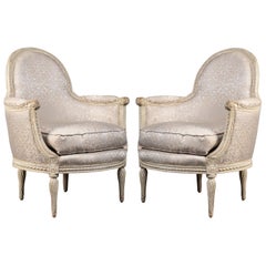 Pair of Bergère Chairs from the Louis XVI Period Stamped, Delanois, 18th Century