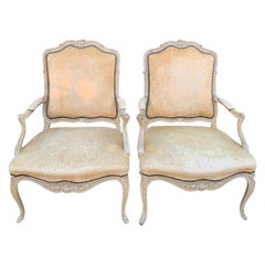 Pair of Bergere Fauteuil Chairs in the Style of Louis XV