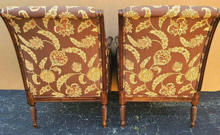 Pair of Bergere Silk Armchairs by Robert Allen For Sale 1