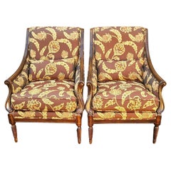 Pair of Bergere Silk Armchairs by Robert Allen