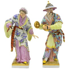 Pair of Berlin Porcelain Asian Couple Figures Pair of Berlin Porcelain Asian Couple Figures