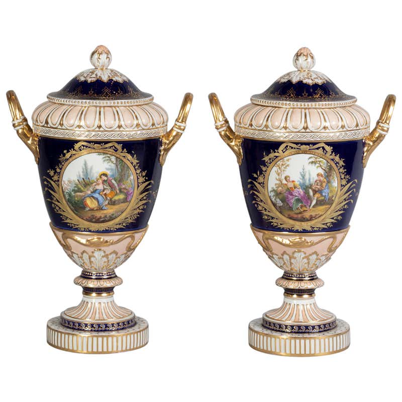 Pair of Rare French Porcelain Covered 