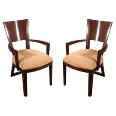 Vintage Pair of Berman Rossetti Contemporary Modern Dark Wood Armchairs