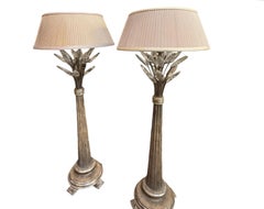 Pair of Bernadette Livingston Regency Style White Gold & Crystal Table Lamps