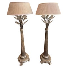 Pareja de Lámparas de Mesa Bernadette Livingston Estilo Regencia Oro Blanco y Cristal