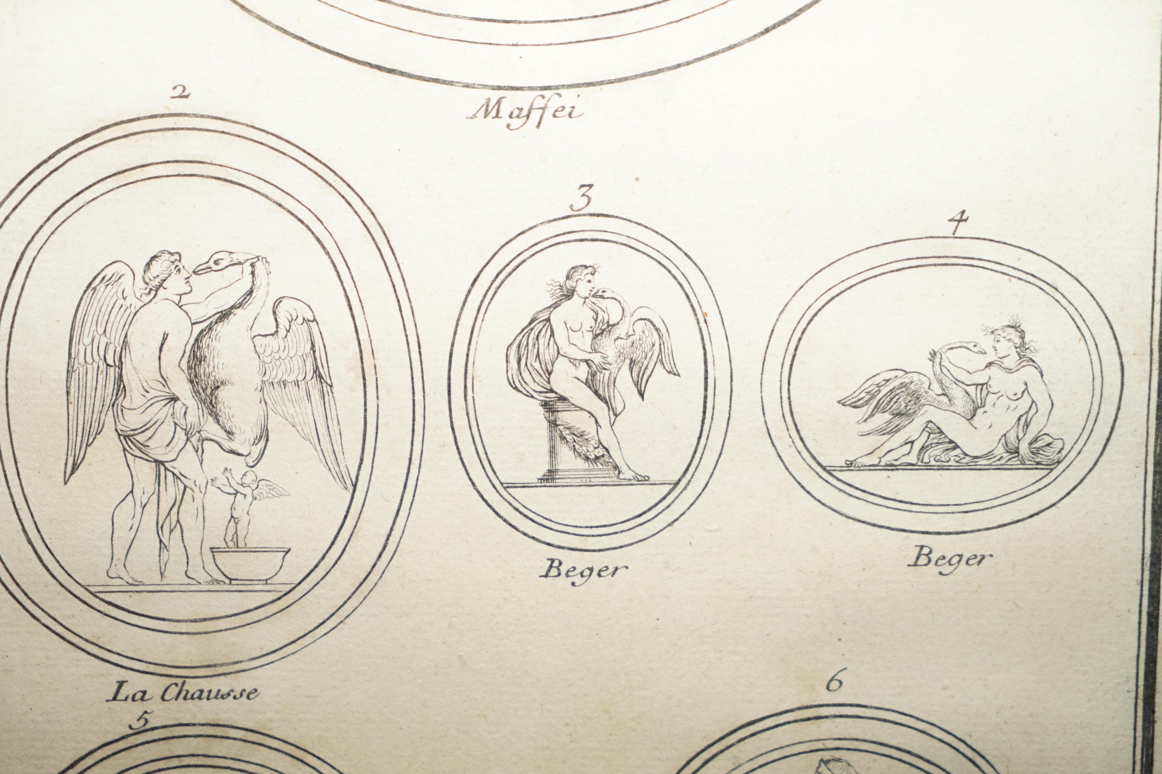 Bois Paire d'estampes originales de l'antiquité du Grand Tour de Bernard De Montfaucon Paris 1719 en vente