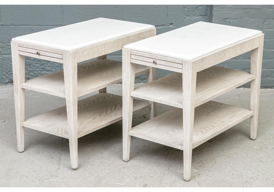 Mid-Century Modern Pair Of Bernhardt “Blanc” Pickled Wood Side Tables 