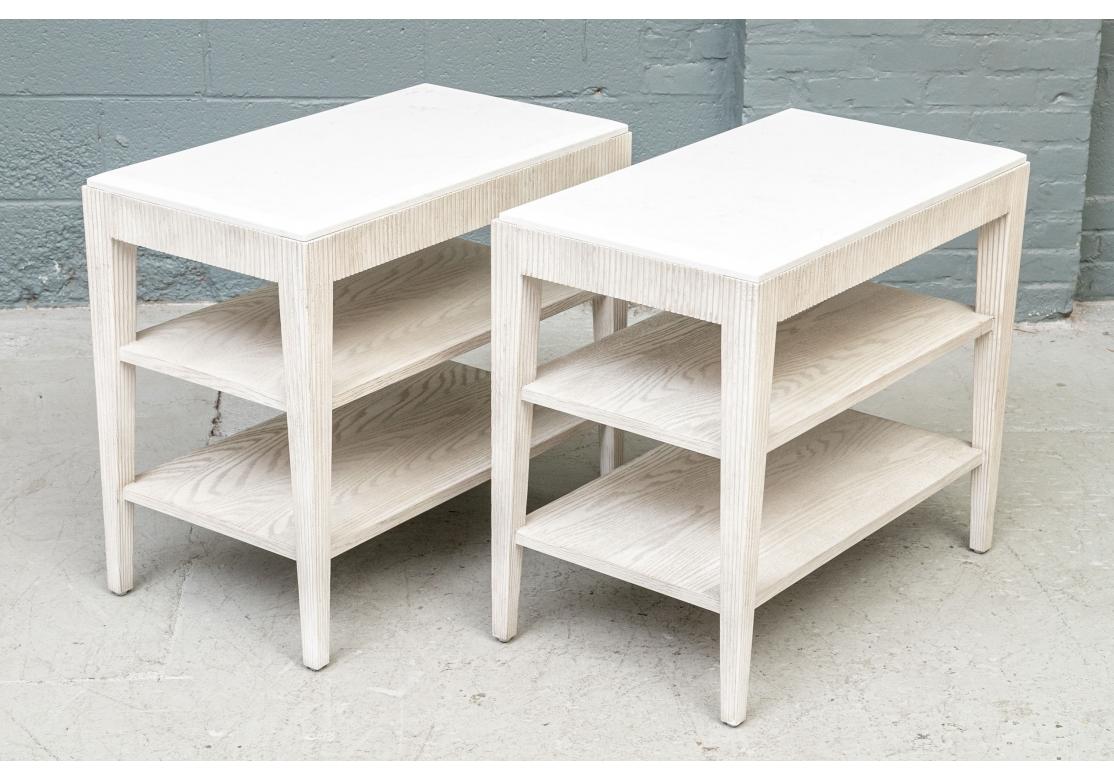 Pair Of Bernhardt “Blanc” Pickled Wood Side Tables  1