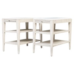 Pair Of Bernhardt “Blanc” Pickled Wood Side Tables 