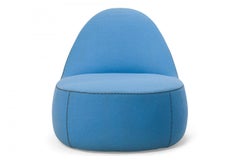 Pair of Bernhardt Contemporary 'Mitt' Light Blue Felt Upholstered Slipper Chairs