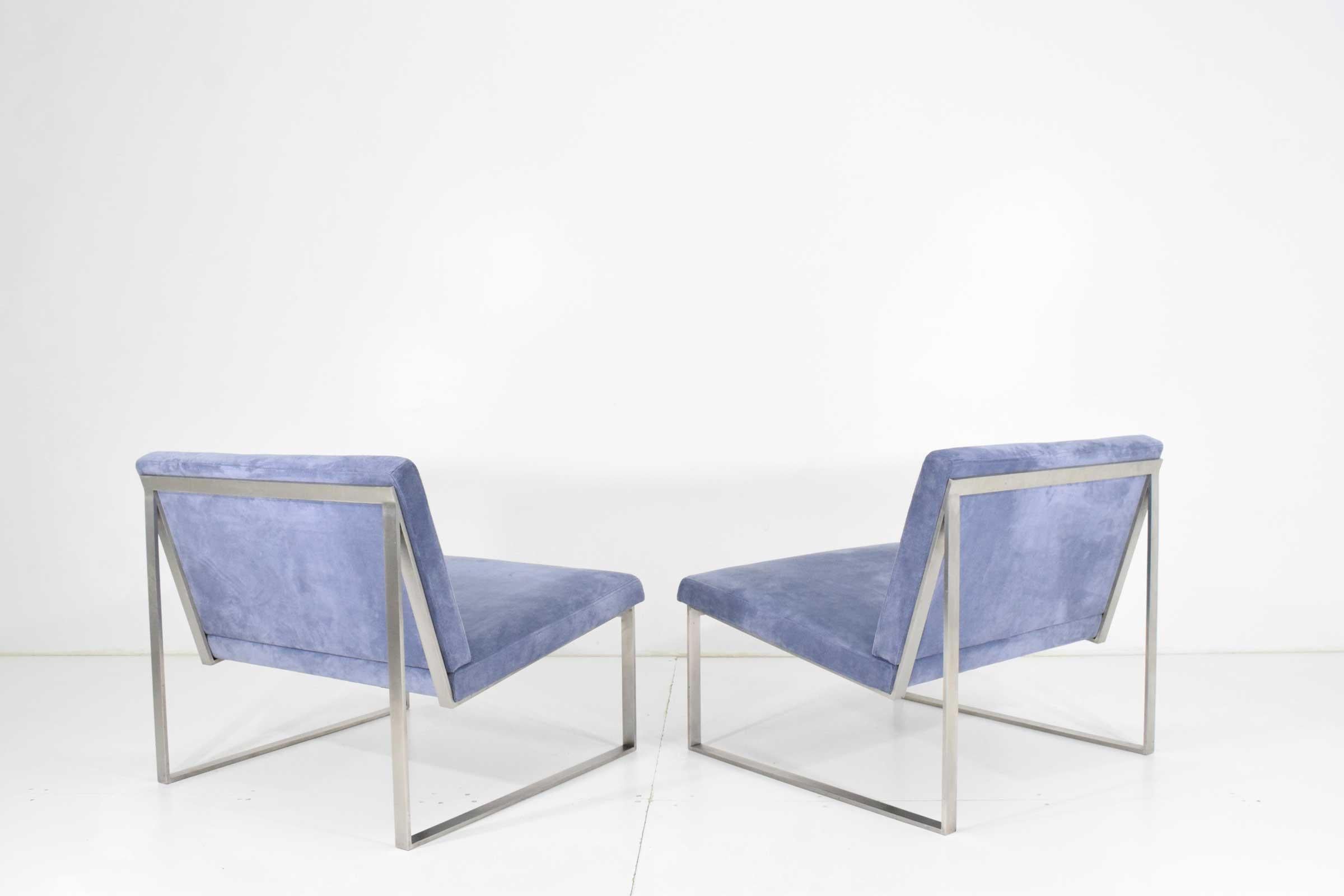 Modern Pair of Bernhardt Lounge Chairs by Fabien Baron in Holly Hunt Suede