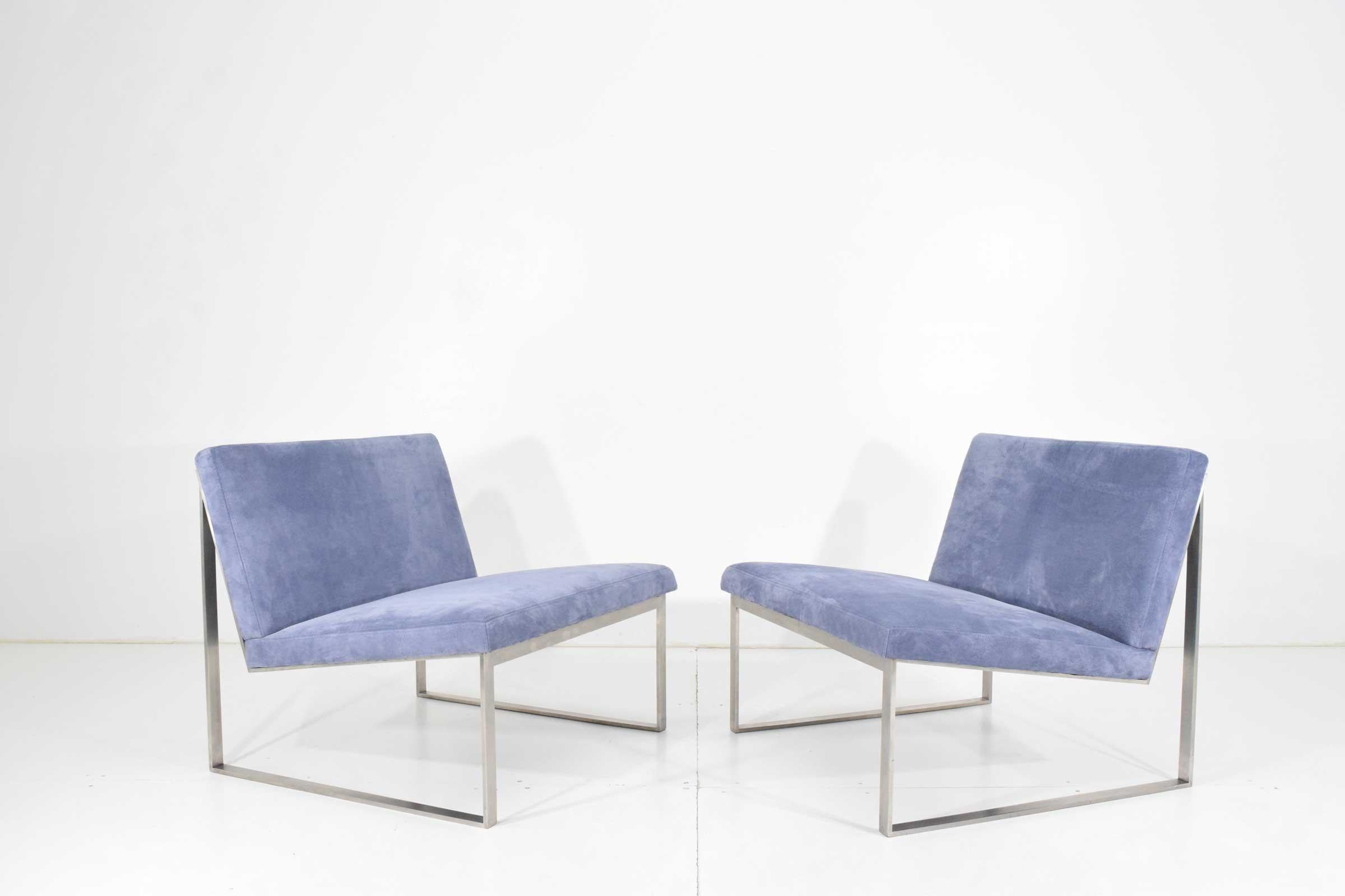 Pair of Bernhardt Lounge Chairs by Fabien Baron in Holly Hunt Suede In Good Condition In Dallas, TX