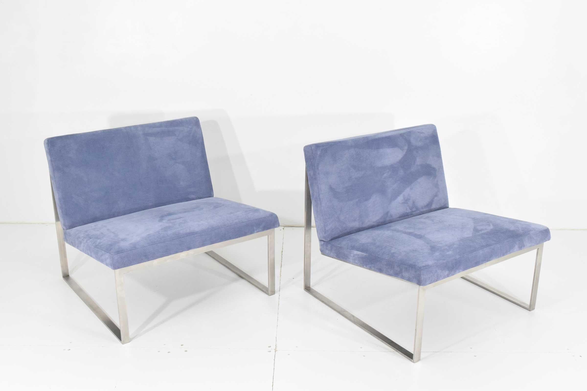 Pair of Bernhardt Lounge Chairs by Fabien Baron in Holly Hunt Suede 2