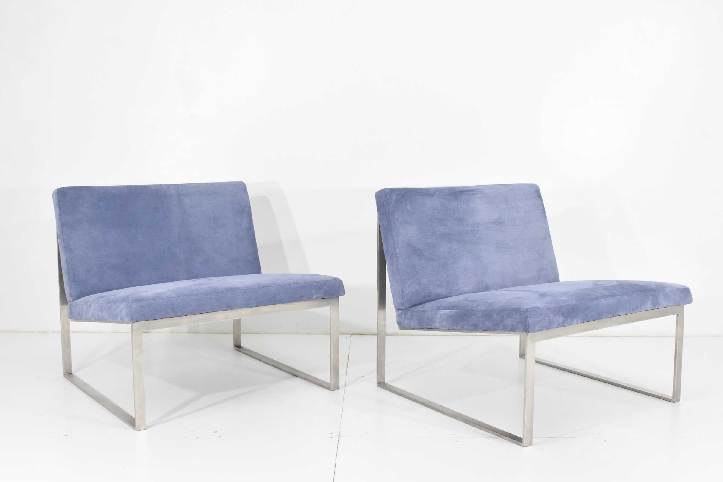 Pair of Bernhardt Lounge Chairs by Fabien Baron in Holly Hunt Suede 3