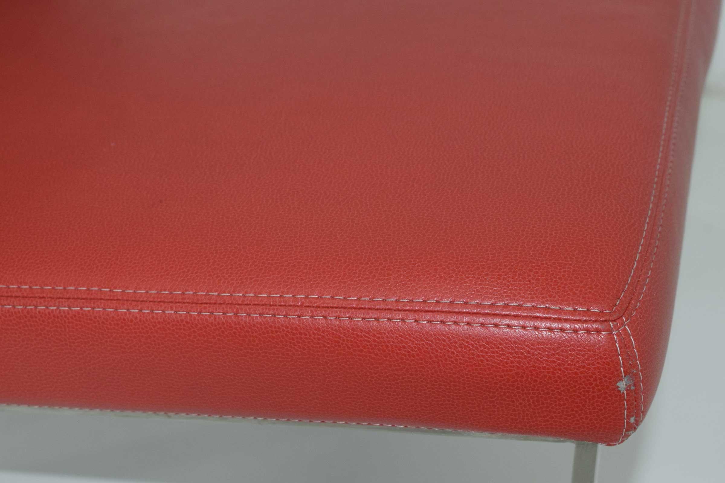 Aluminum Pair of Bernhardt Red Vinyl Lounge Chairs