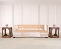 Pair of Bernhardt Soho Luxe Burlwood Steel Cube Drink Tables