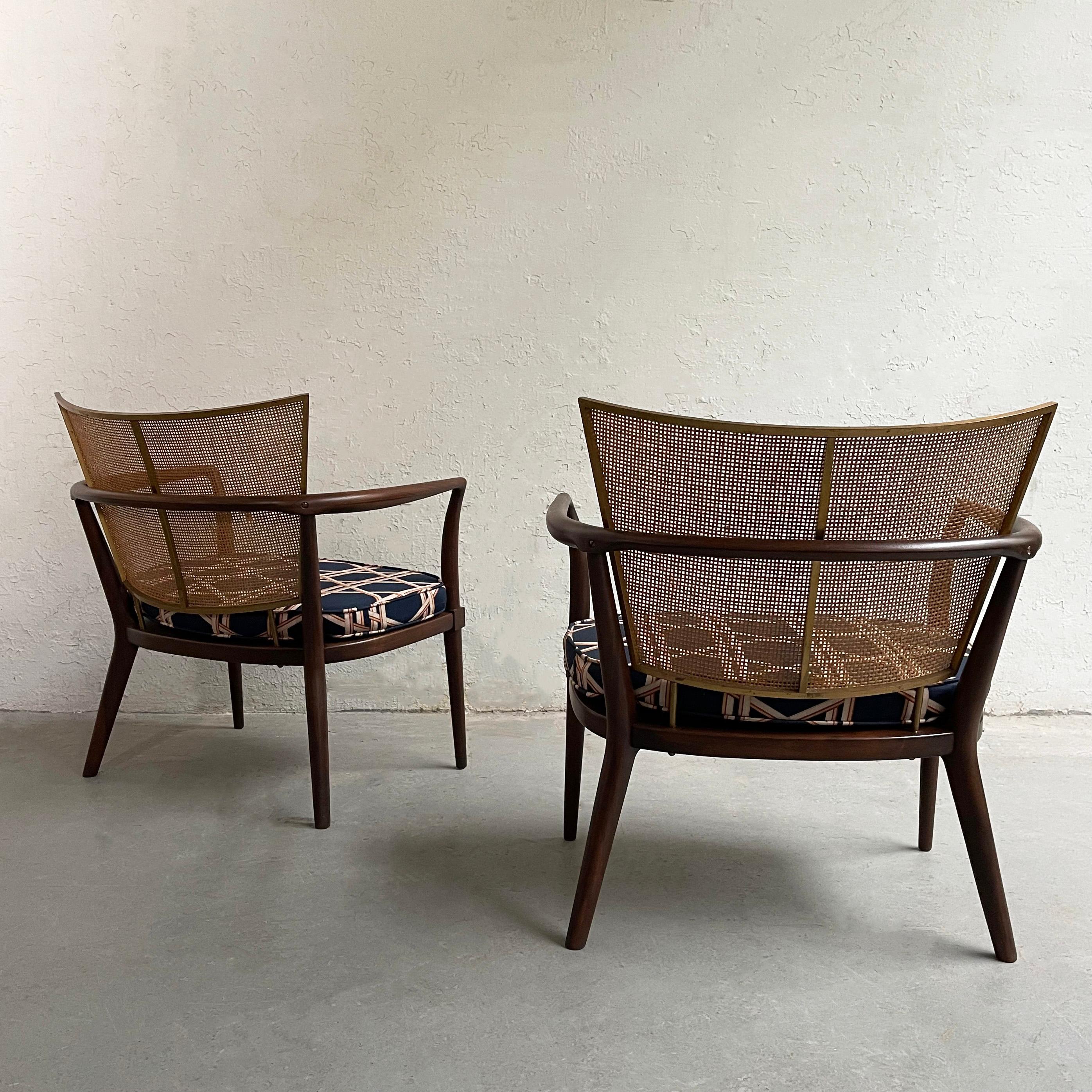 20th Century Pair of Bert England Mahogany Cane Back Armchairs For Sale